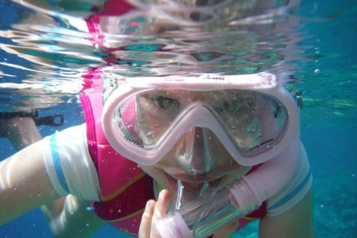 close up of person snorkeling
