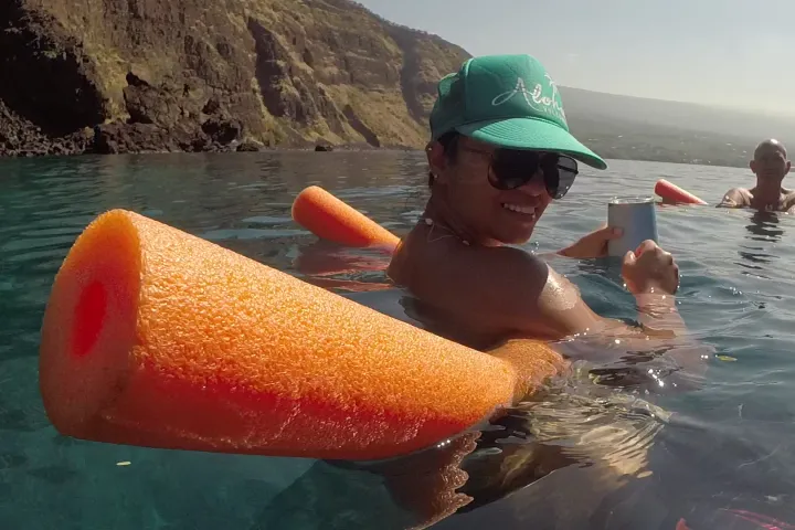 a person swimming in the water